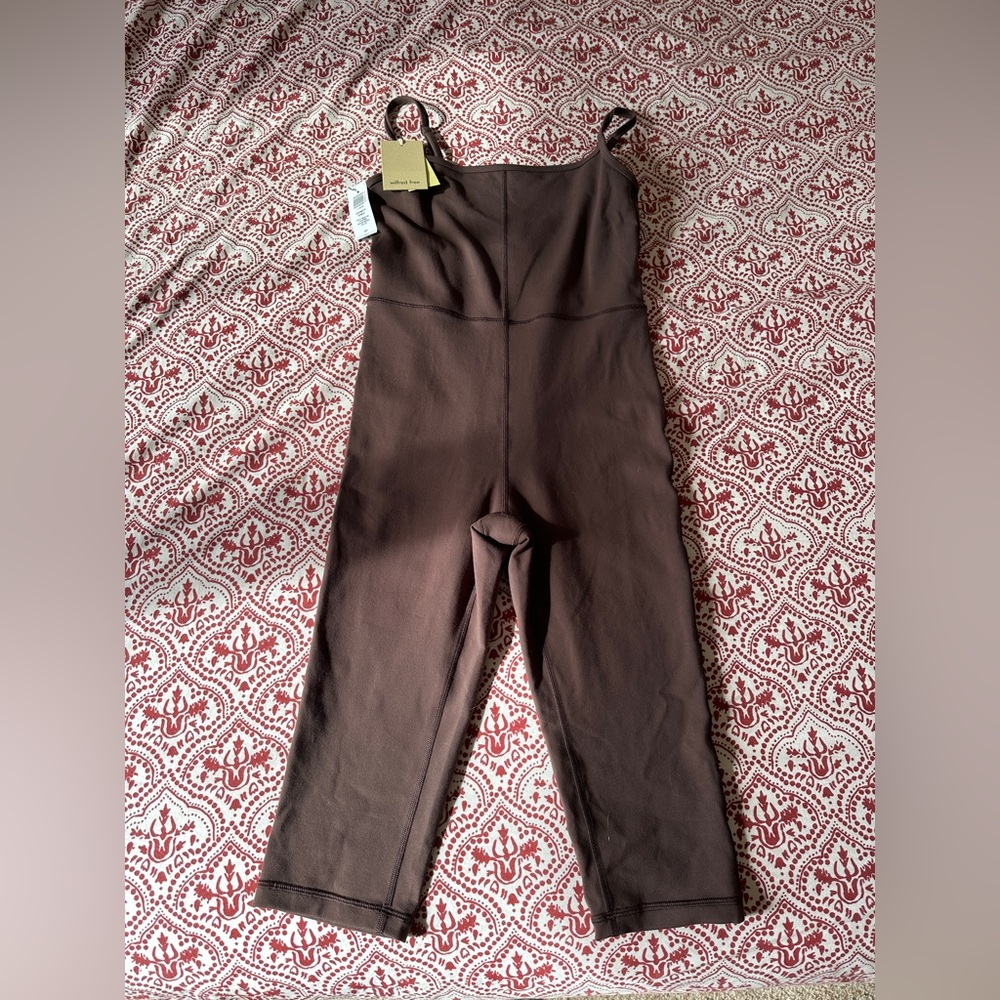 Aritzia small brown Divinity Knee Romper/Jumpsuit